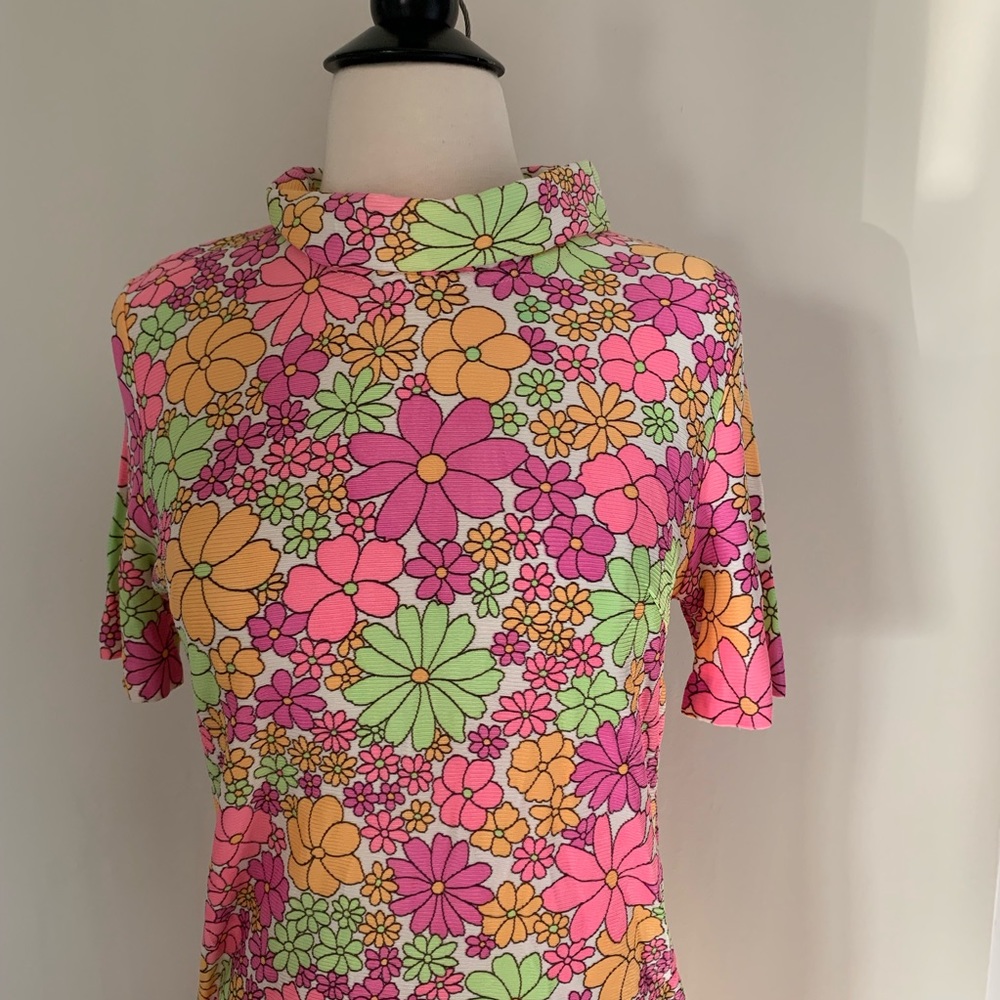Vintage Neon Floral Maxi Dress